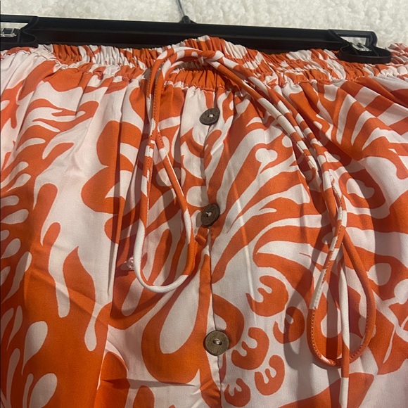 Women's Orange Floral Tiered Maxi Skirt - Picture 4 of 9